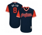 Men's 2017 Little League World Series Indians #8 Lonnie Chisenhall Big Lon Navy Jersey