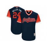 Men's 2017 Little League World Series Indians Andrew Miller #24 Miller Time Navy Jersey