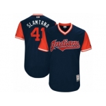 Men's 2017 Little League World Series Indians Carlos Santana #41 Slamtana Navy Jersey