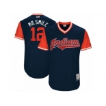 Men's 2017 Little League World Series Indians Francisco Lindor #12 Mr. Smile Navy Jersey