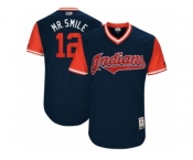 Men's 2017 Little League World Series Indians Francisco Lindor #12 Mr. Smile Navy Jersey