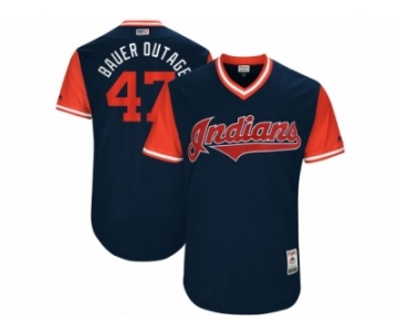 Men's 2017 Little League World Series Indians Trevor Bauer #47 Bauer Outage Navy Jersey