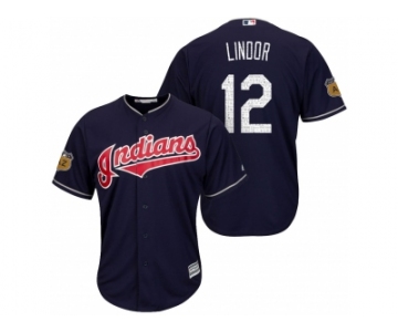 Men's Cleveland Indians #12 Francisco Lindor 2017 Spring Training Cool Base Stitched MLB Jersey