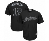 Men's Cleveland Indians #12 Francisco Lindor Mr. Smile Authentic Black 2019 Players Weekend Baseball Jersey