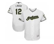 Men's Cleveland Indians #12 Francisco Lindor White Flexbase Authentic Collection Memorial Day Stitched MLB Jersey