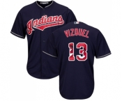 Men's Cleveland Indians #13 Omar Vizquel Authentic Navy Blue Team Logo Fashion Cool Base Baseball Jersey