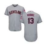 Men's Cleveland Indians #13 Omar Vizquel Grey Road Flex Base Authentic Collection Baseball Jersey