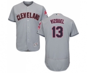 Men's Cleveland Indians #13 Omar Vizquel Grey Road Flex Base Authentic Collection Baseball Jersey