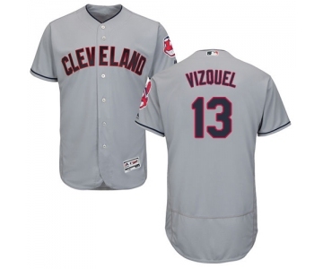 Men's Cleveland Indians #13 Omar Vizquel Grey Road Flex Base Authentic Collection Baseball Jersey