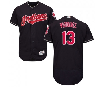 Men's Cleveland Indians #13 Omar Vizquel Navy Blue Alternate Flex Base Authentic Collection Baseball Jersey