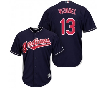 Men's Cleveland Indians #13 Omar Vizquel Replica Navy Blue Alternate 1 Cool Base Baseball Jersey