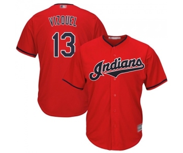 Men's Cleveland Indians #13 Omar Vizquel Replica Scarlet Alternate 2 Cool Base Baseball Jersey