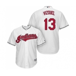 Men's Cleveland Indians #13 Omar Vizquel Replica White Home Cool Base Baseball Jersey