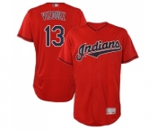 Men's Cleveland Indians #13 Omar Vizquel Scarlet Alternate Flex Base Authentic Collection Baseball Jersey