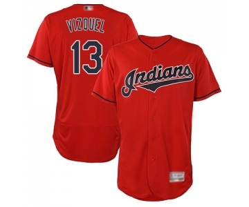 Men's Cleveland Indians #13 Omar Vizquel Scarlet Alternate Flex Base Authentic Collection Baseball Jersey