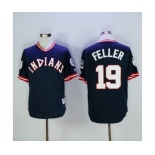 Men's Cleveland Indians #19 Bob Feller Majestic Navy Authentic 1976 Turn Back the Clock Player Jersey