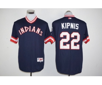 Men's Cleveland Indians #22 Jason Kipnis Majestic Navy Blue Authentic 1976 Turn Back the Clock Player Jersey