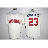 Men's Cleveland Indians #23 Michael Brantley Majestic Cream Official Cool Base Player Jersey