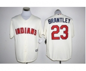 Men's Cleveland Indians #23 Michael Brantley Majestic Cream Official Cool Base Player Jersey