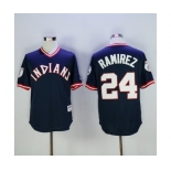 Men's Cleveland Indians #24 Manny Ramirez Majestic Navy Authentic 1976 Turn Back the Clock Player Jersey