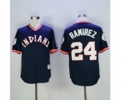 Men's Cleveland Indians #24 Manny Ramirez Majestic Navy Authentic 1976 Turn Back the Clock Player Jersey