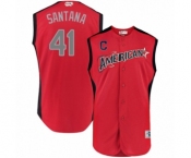 Men's Cleveland Indians #41 Carlos Santana Authentic Red American League 2019 Baseball All-Star Jersey