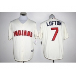 Men's Cleveland Indians #7 Kenny Lofton Majestic Cream Official Cool Base Player Jersey