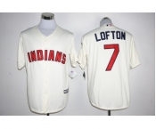 Men's Cleveland Indians #7 Kenny Lofton Majestic Cream Official Cool Base Player Jersey