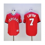 Men's Cleveland Indians #7 Kenny Lofton Majestic Red Authentic 1976 Turn Back the Clock Player Jersey