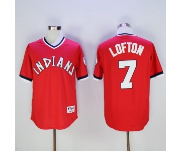 Men's Cleveland Indians #7 Kenny Lofton Majestic Red Authentic 1976 Turn Back the Clock Player Jersey