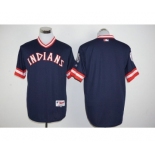 Men's Cleveland Indians Blank Majestic Navy Blue Authentic 1976 Turn Back the Clock Jersey