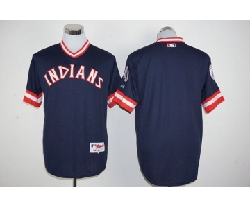 Men's Cleveland Indians Blank Majestic Navy Blue Authentic 1976 Turn Back the Clock Jersey