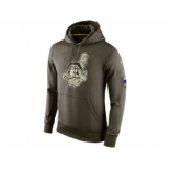 Men''s Cleveland Indians Nike Olive Salute To Service KO Performance Hoodie