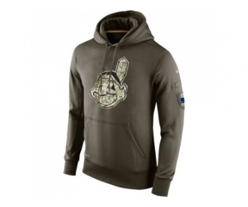 Men''s Cleveland Indians Nike Olive Salute To Service KO Performance Hoodie