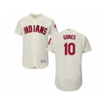 Men's Majestic Cleveland Indians #10 Yan Gomes Cream Flexbase Authentic Collection MLB Jersey