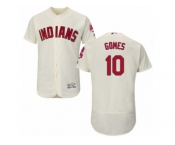 Men's Majestic Cleveland Indians #10 Yan Gomes Cream Flexbase Authentic Collection MLB Jersey