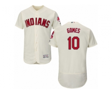 Men's Majestic Cleveland Indians #10 Yan Gomes Cream Flexbase Authentic Collection MLB Jersey