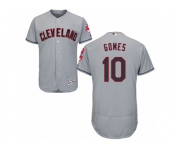 Men's Majestic Cleveland Indians #10 Yan Gomes Grey Flexbase Authentic Collection MLB Jersey