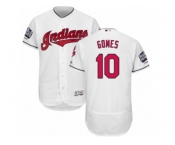 Men's Majestic Cleveland Indians #10 Yan Gomes White 2016 World Series Bound Flexbase Authentic Collection MLB Jersey