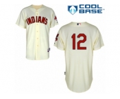 Men's Majestic Cleveland Indians #12 Francisco Lindor Authentic Cream Alternate 2 Cool Base MLB Jersey