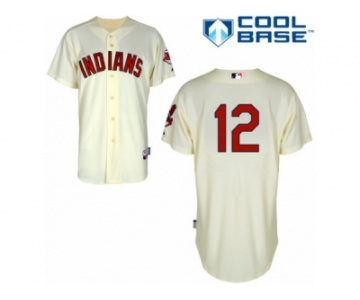 Men's Majestic Cleveland Indians #12 Francisco Lindor Authentic Cream Alternate 2 Cool Base MLB Jersey