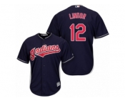 Men's Majestic Cleveland Indians #12 Francisco Lindor Authentic Navy Blue Alternate 1 Cool Base MLB Jersey