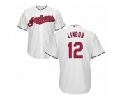 Men's Majestic Cleveland Indians #12 Francisco Lindor Authentic White Home Cool Base MLB Jersey