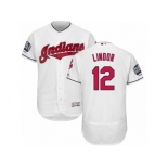 Men's Majestic Cleveland Indians #12 Francisco Lindor White 2016 World Series Bound Flexbase Authentic Collection MLB Jersey