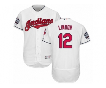 Men's Majestic Cleveland Indians #12 Francisco Lindor White 2016 World Series Bound Flexbase Authentic Collection MLB Jersey