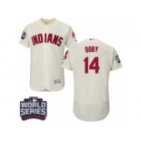 Men's Majestic Cleveland Indians #14 Larry Doby Cream 2016 World Series Bound Flexbase Authentic Collection MLB Jersey