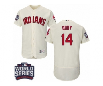 Men's Majestic Cleveland Indians #14 Larry Doby Cream 2016 World Series Bound Flexbase Authentic Collection MLB Jersey