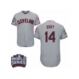 Men's Majestic Cleveland Indians #14 Larry Doby Grey 2016 World Series Bound Flexbase Authentic Collection MLB Jersey