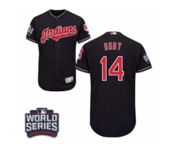 Men's Majestic Cleveland Indians #14 Larry Doby Navy Blue 2016 World Series Bound Flexbase Authentic Collection MLB Jersey