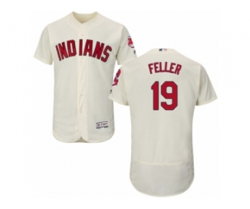 Men's Majestic Cleveland Indians #19 Bob Feller Cream Flexbase Authentic Collection MLB Jersey